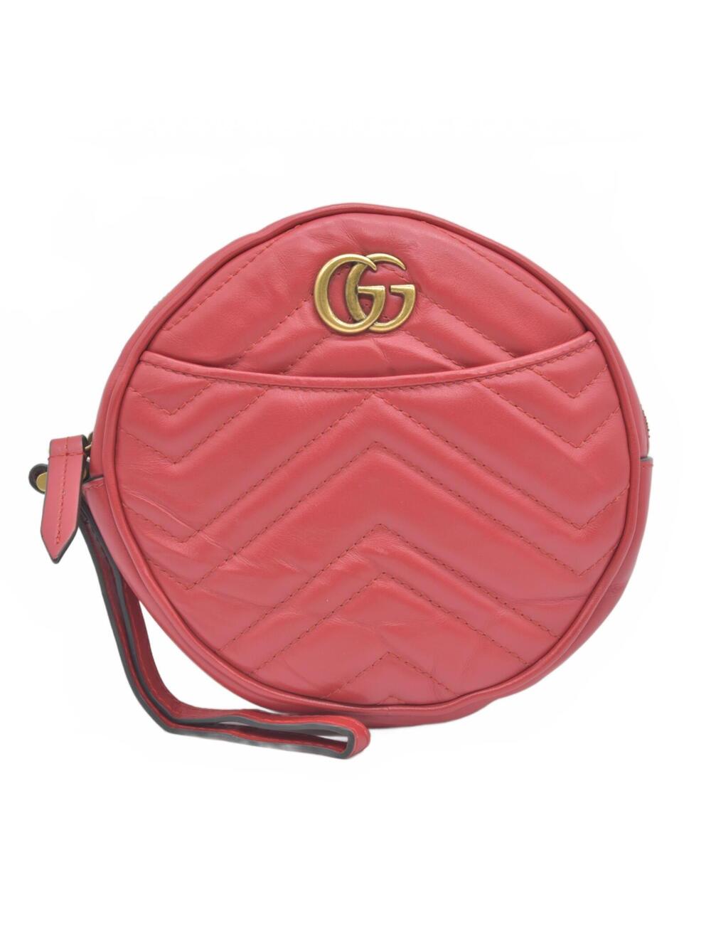 Gucci Calfskin Matelasse GG Marmont Round Wrist Wallet